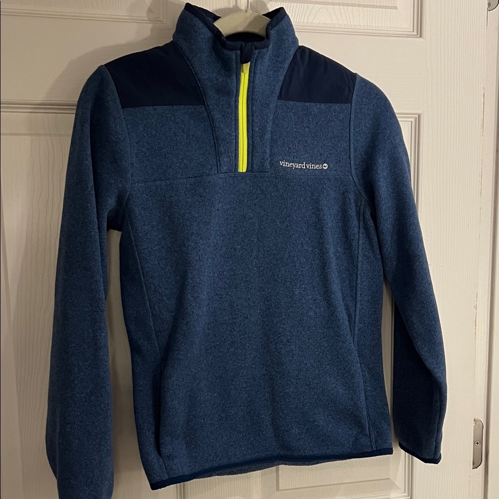 Vineyard Vines Young Men’s Navy and Yellow Zip-Up Sweater